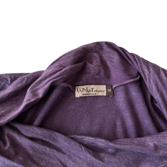 CHALET ET CECI DRESS COWL NECK LAGENLOOK BOHO HIPPIE SZ M PURPLE SLOUCHY POCKETS - Picture 3 of 7